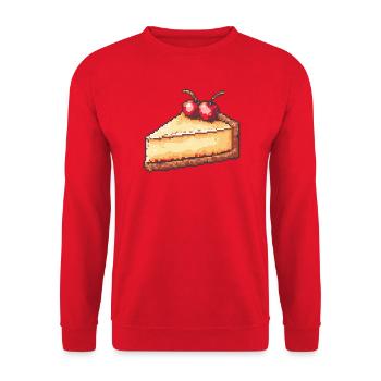 Pixel Cheesecake Cherry Slice - Unisex Sweatshirt - red - Front - Alina (178cm) & Michal (187cm)