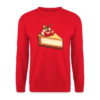 Pixel Käsekuchen mit Kirsche - Unisex Pullover - Rot - Vorne - Alina (178cm) & Michal (187cm)