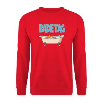 BATHING DAY Bathtub Rubber Duck Wellness - Unisex Sweatshirt - red - Front - Alina (178cm) & Michal (187cm)