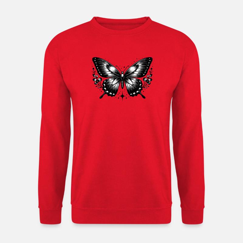 Böhmischer schwarz-weißer Schmetterling - Unisex Pullover - Rot