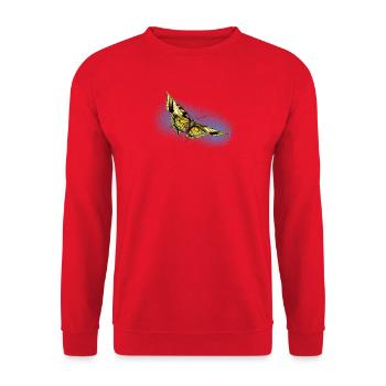 Yellow Butterfly Blue Accent - Unisex Sweatshirt - red - Front - Alina (178cm) & Michal (187cm)
