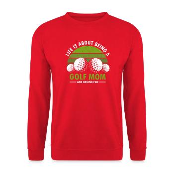 Golf Mom Life Is Fun Proud Women On The Green - Unisex Pullover - Rot - Vorne - Alina (178cm) & Michal (187cm)