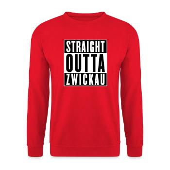 Straight outta Zwickau (Farben änderbar) - Unisex Pullover - Rot - Vorne - Alina (178cm) & Michal (187cm)