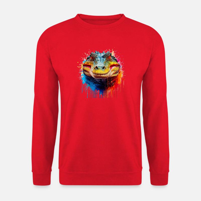 éclaboussure de tête de crocodile coloré - Sweat-shirt Unisexe - rouge