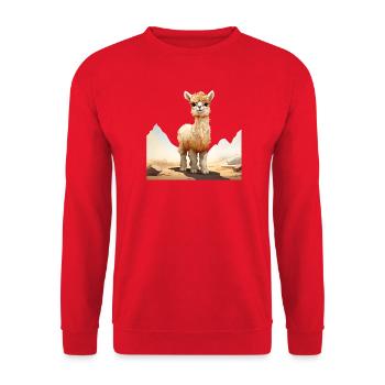Alpaca in the sunlight - Unisex Sweatshirt - red - Front - Alina (178cm) & Michal (187cm)