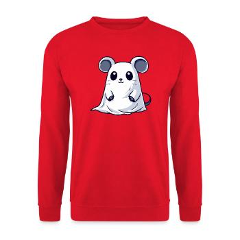 Mouse Halloween Ghost - Unisex Sweatshirt - red - Front - Alina (178cm) & Michal (187cm)