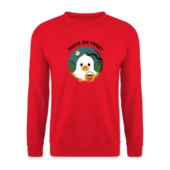 Trick or Tweet – Cute Halloween Duck - Unisex Sweatshirt - red - Front - Alina (178cm) & Michal (187cm)