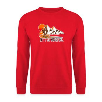 Le chat du longboard patine au coucher du soleil - Sweat-shirt Unisexe - rouge - Devant - Alina (178cm) & Michal (187cm)