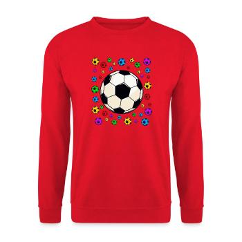 fleckiger kaleidoskopischer Fußball-Ausbruch - Unisex Pullover - Rot - Vorne - Alina (178cm) & Michal (187cm)