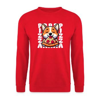 Corgi Pizza Delight - Unisex Sweatshirt - red - Front - Alina (178cm) & Michal (187cm)