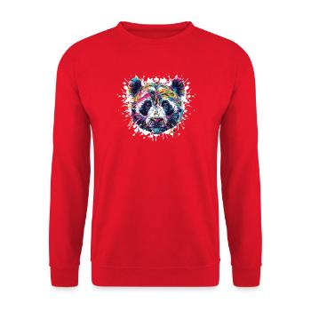 Colorful Panda Head Color Explosion - Unisex Sweatshirt - red - Front - Alina (178cm) & Michal (187cm)