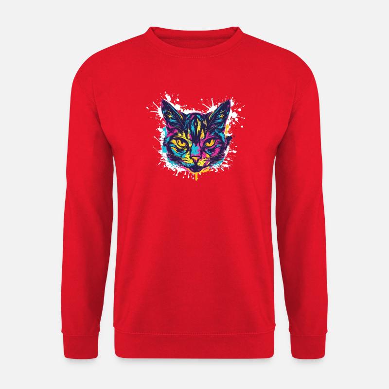 Cat Splatter Paint Blobs - Unisex Sweatshirt - red
