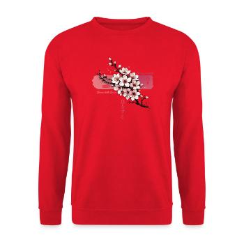 Blush Sakura Bloom on Pink - Unisex Sweatshirt - red - Front - Alina (178cm) & Michal (187cm)