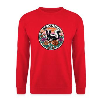 Skunk Mom Floral Patch - Unisex Sweatshirt - red - Front - Alina (178cm) & Michal (187cm)