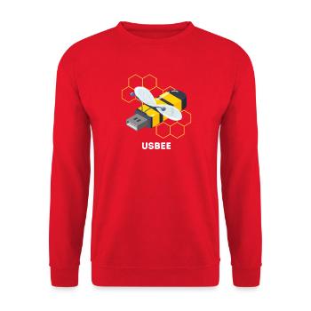 Lustige USB Biene Karikatur - Unisex Pullover - Rot - Vorne - Alina (178cm) & Michal (187cm)