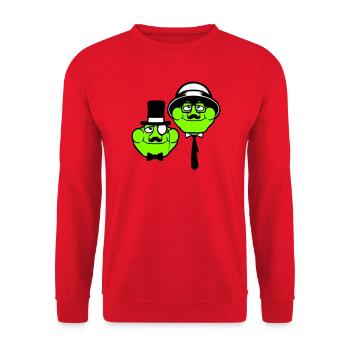 2 Frogs Sir Lunettes Empire Monocle Homme Chapeau Haut de forme - Sweat-shirt Unisexe - rouge - Devant - Alina (178cm) & Michal (187cm)