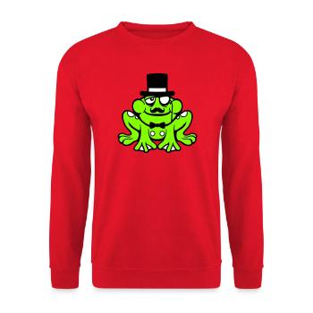 Mr Frog Sir Mr. Rich Monocle Glasses Top Hat - Unisex Sweatshirt - red - Front - Alina (178cm) & Michal (187cm)