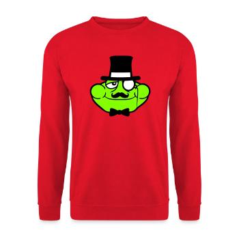 Mr Frog Sir Mr. Rich Monocle Glasses Top Hat - Unisex Sweatshirt - red - Front - Alina (178cm) & Michal (187cm)
