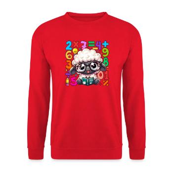 Number Day Sheep Scholar Reading Math - Unisex Sweatshirt - red - Front - Alina (178cm) & Michal (187cm)