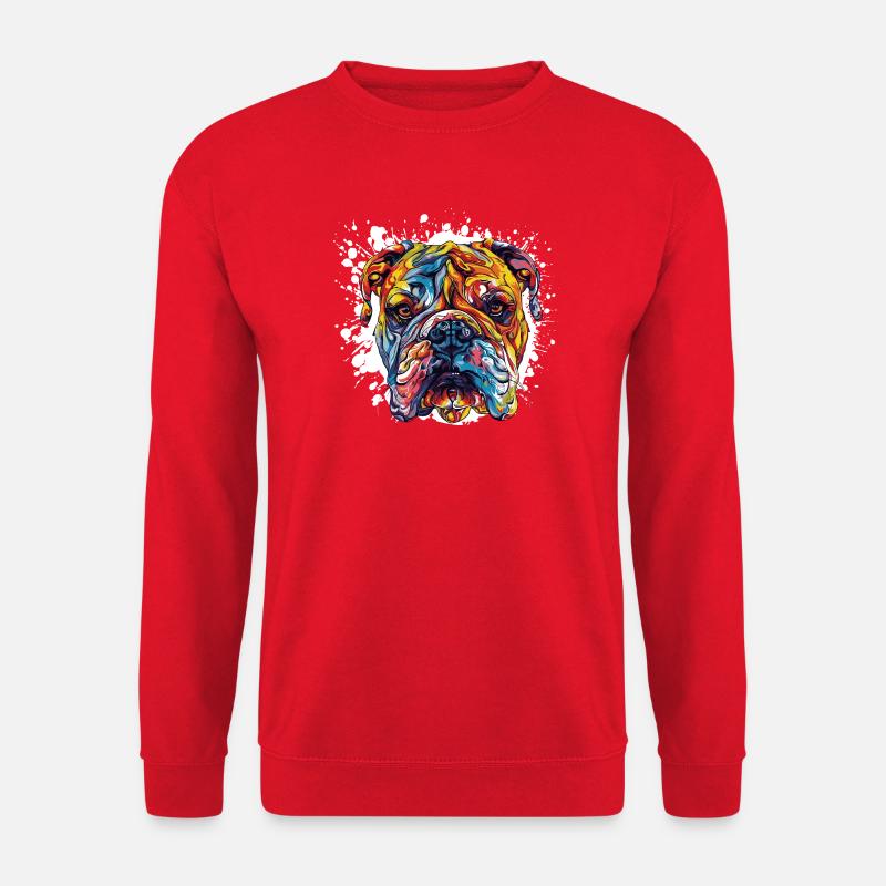Bunter Bulldoggenkopf Kunst - Unisex Pullover - Rot