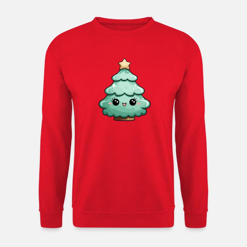 Niedlicher Cartoon Weihnachtsbaum mit Stern - Unisex Pullover - Rot