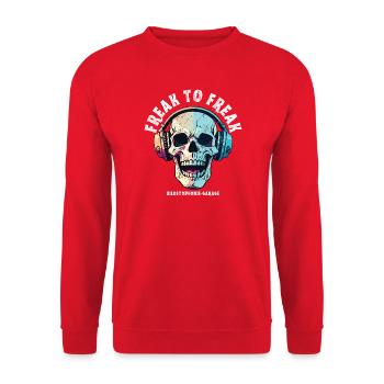 Crâne avec conception de casque néon - Sweat-shirt Unisexe - rouge - Devant - Alina (178cm) & Michal (187cm)