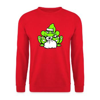 Frog Santa Claus Christmas Hat Gift - Unisex Sweatshirt - red - Front - Alina (178cm) & Michal (187cm)