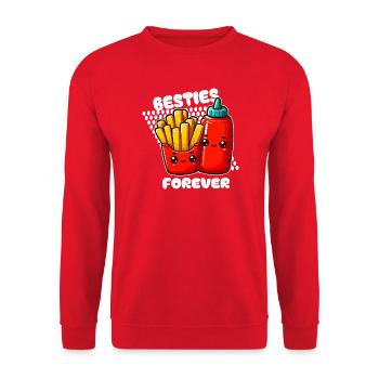 Meilleurs amis frites et ketchup - Sweat-shirt Unisexe - rouge - Devant - Alina (178cm) & Michal (187cm)