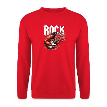 Rocker-Krabbe und E-Gitarre - Unisex Pullover - Rot - Vorne - Alina (178cm) & Michal (187cm)