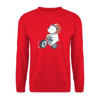 Cartoonish Biker Bear - Unisex Sweatshirt - red - Front - Alina (178cm) & Michal (187cm)