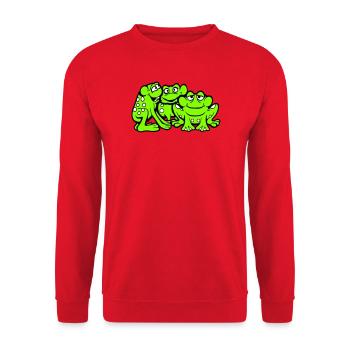 3 grenouilles équipe crapaud amis cool équipage drôle mignon - Sweat-shirt Unisexe - rouge - Devant - Alina (178cm) & Michal (187cm)