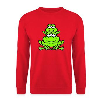 Grenouille Enfant Famille Papa Maman Piggyback Fête des Pères - Sweat-shirt Unisexe - rouge - Devant - Alina (178cm) & Michal (187cm)