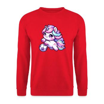Kawaii Licorne Football Coup de pied arc-en-ciel - Sweat-shirt Unisexe - rouge - Devant - Alina (178cm) & Michal (187cm)