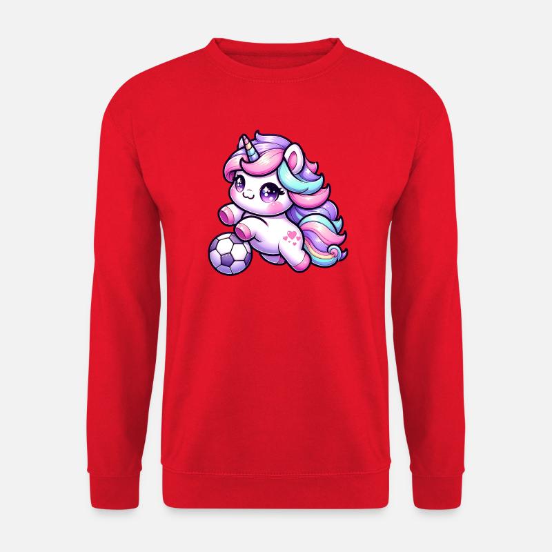 Kawaii Einhorn Fussball Regenbogen Kick - Unisex Pullover - Rot