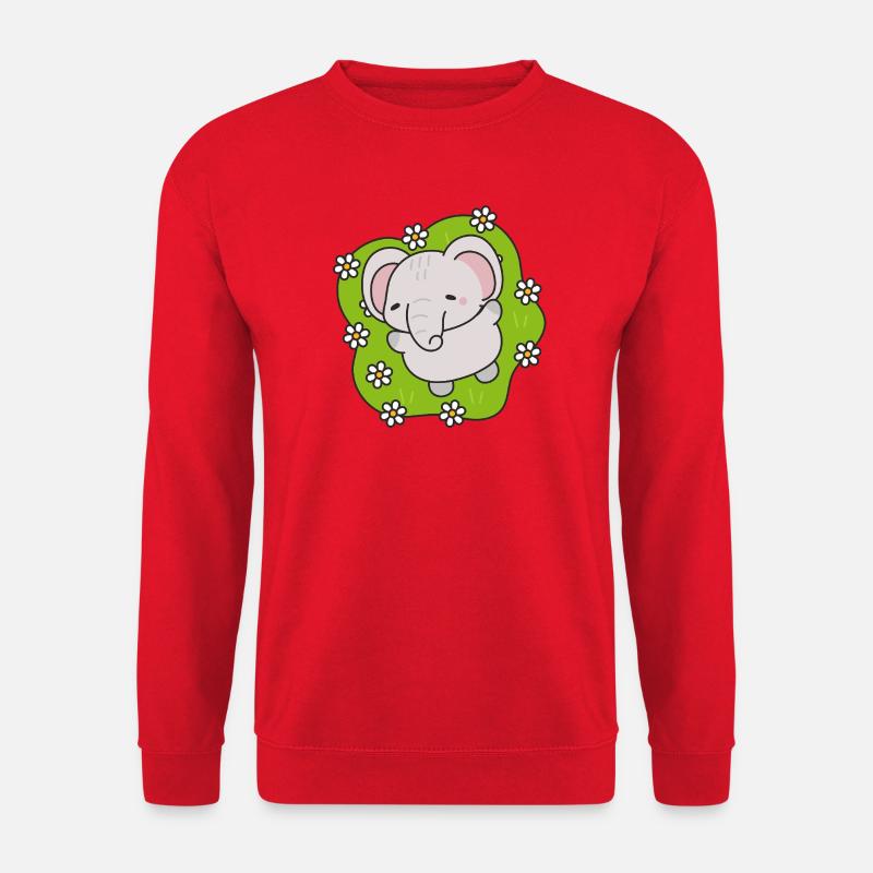 Süßer Elefant mit Blumen - Unisex Pullover - Rot