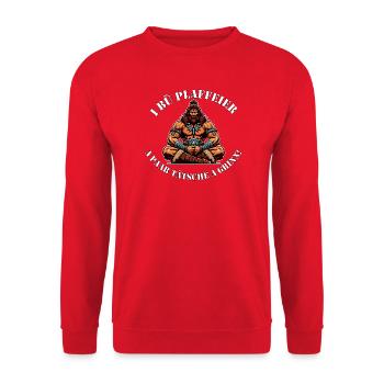 Urzeit Kraft Krieger "Plaffeier_Hoi" - Unisex Pullover - Rot - Vorne - Alina (178cm) & Michal (187cm)