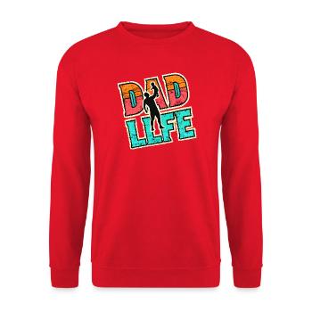 Dad Life, Fathers Gift - Unisex Sweatshirt - red - Front - Alina (178cm) & Michal (187cm)