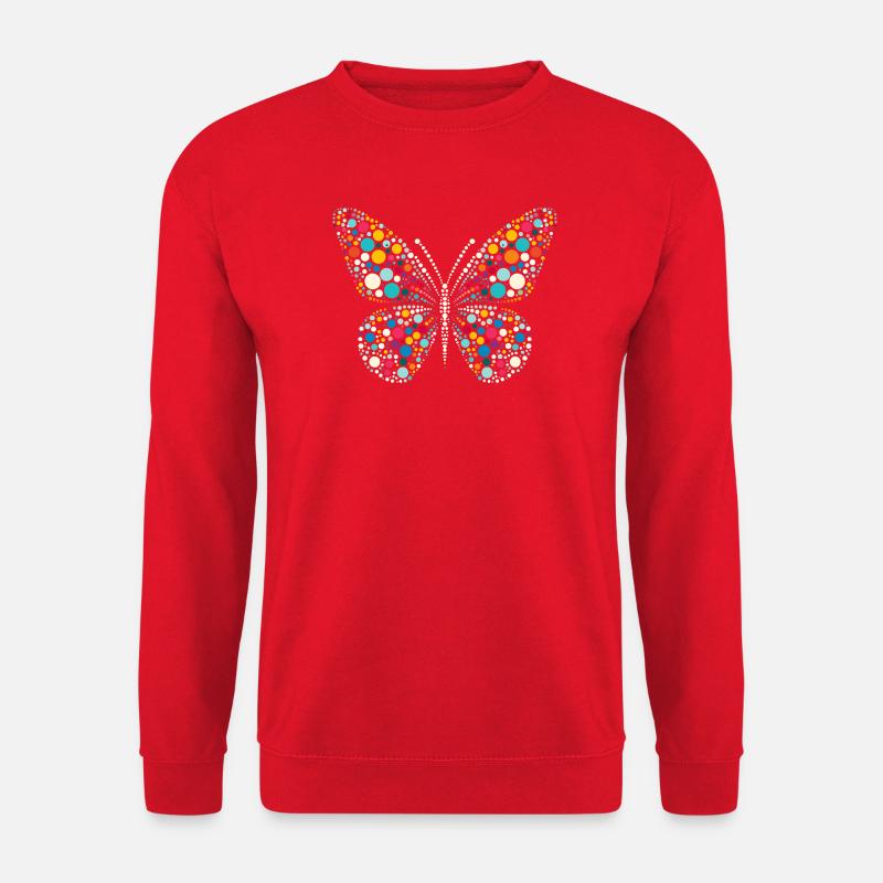 Fleckiger Polka Dot Mosaik Schmetterling - Unisex Pullover - Rot