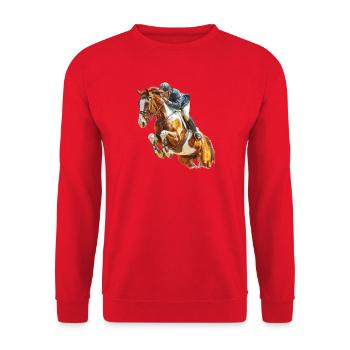 Galloping rider in leap - Unisex Sweatshirt - red - Front - Alina (178cm) & Michal (187cm)