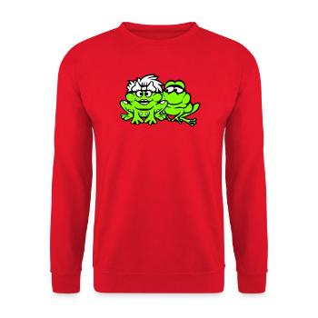 2 Frösche Pärchen Frau Mann Kröte Lustig Verliebt - Unisex Pullover - Rot - Vorne - Alina (178cm) & Michal (187cm)