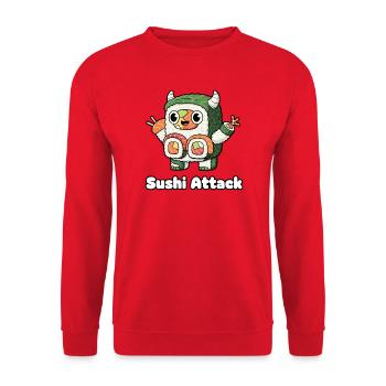 Sushi Attack Monster - Unisex Sweatshirt - red - Front - Alina (178cm) & Michal (187cm)