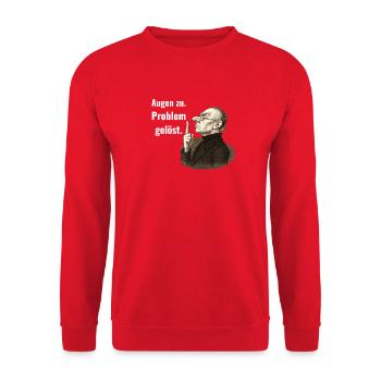 Fermez les yeux – problème résolu. - Sweat-shirt Unisexe - rouge - Devant - Alina (178cm) & Michal (187cm)