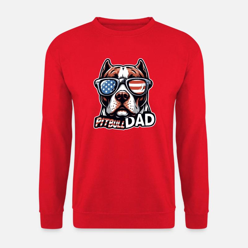 Pitbull Dad Glasses USA - Unisex Sweatshirt - red