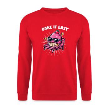 Cupcake Chill Cake Es ist einfach - Unisex Pullover - Rot - Vorne - Alina (178cm) & Michal (187cm)