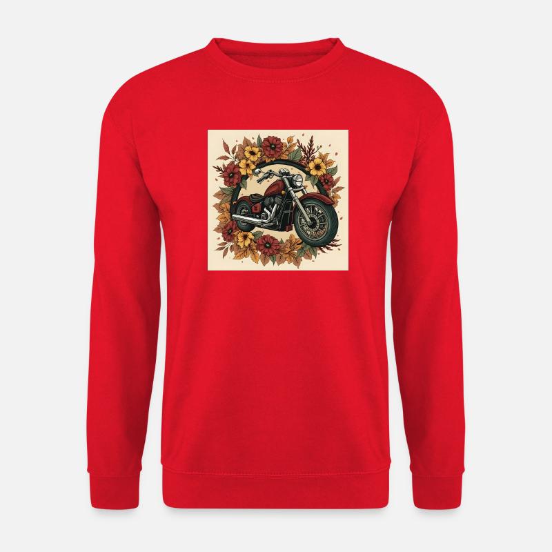 Block-Print Flower Wheel - Unisex Pullover - Rot