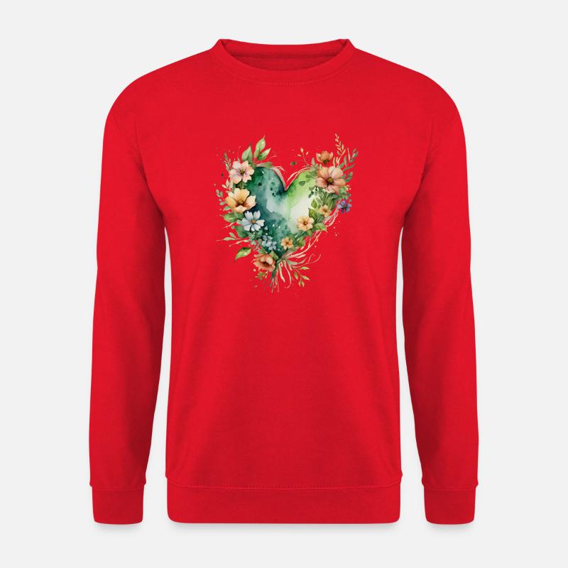Aquarell Blumenherz - Unisex Pullover - Rot
