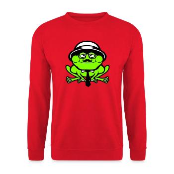 Frosch Sir Herr reich Gangster Brille Hut Krawatte - Unisex Pullover - Rot - Vorne - Alina (178cm) & Michal (187cm)