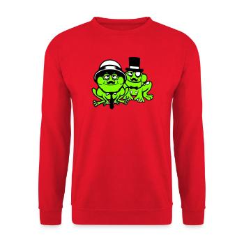 2 Frogs Sir Lunettes Empire Monocle Homme Chapeau Haut de forme - Sweat-shirt Unisexe - rouge - Devant - Alina (178cm) & Michal (187cm)
