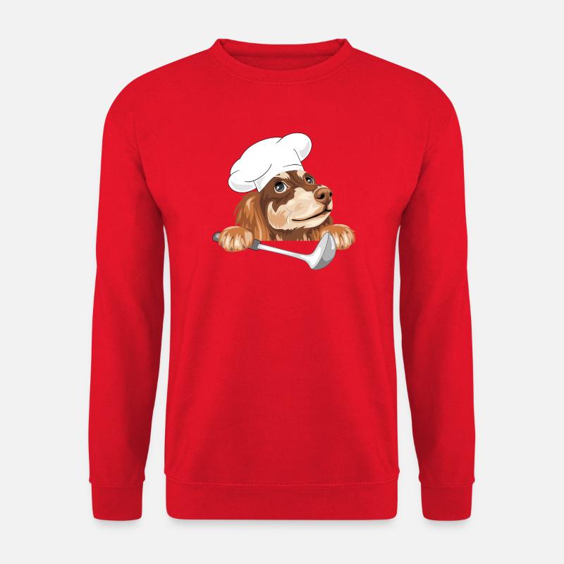 Träumender Dackel Koch mit Schöpfkelle - Unisex Pullover - Rot