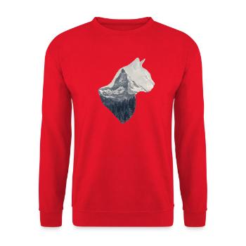 Matterhorn Katze Doppelbelichtung - Unisex Pullover - Rot - Vorne - Alina (178cm) & Michal (187cm)